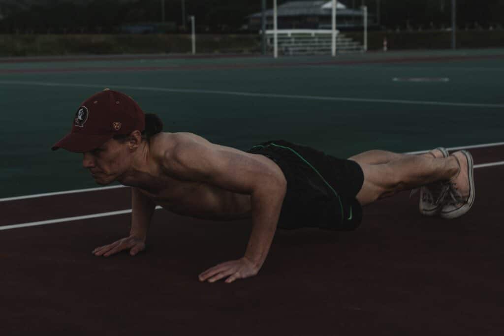 push up in a soccer field