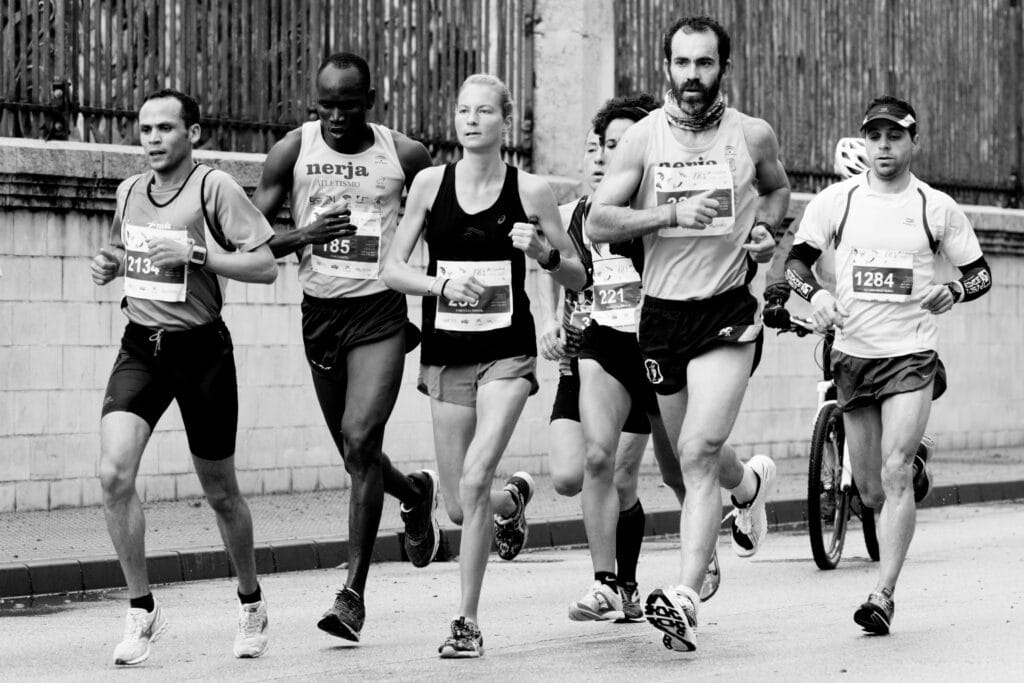 People running in a marathon