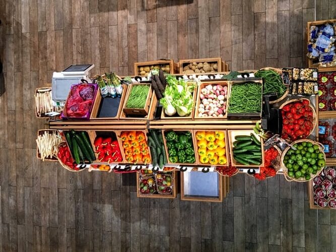 Diferentes colores de las verduras