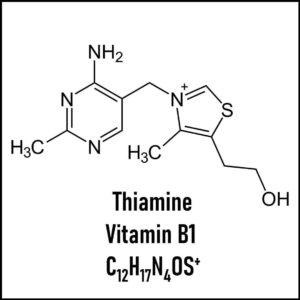 Estructura química de la tiamina/vitamina B1.