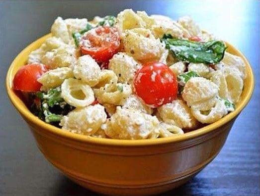 RECETAS ENSALADAS DE JITOMATE CHERRY, ESPINACA Y PASTA