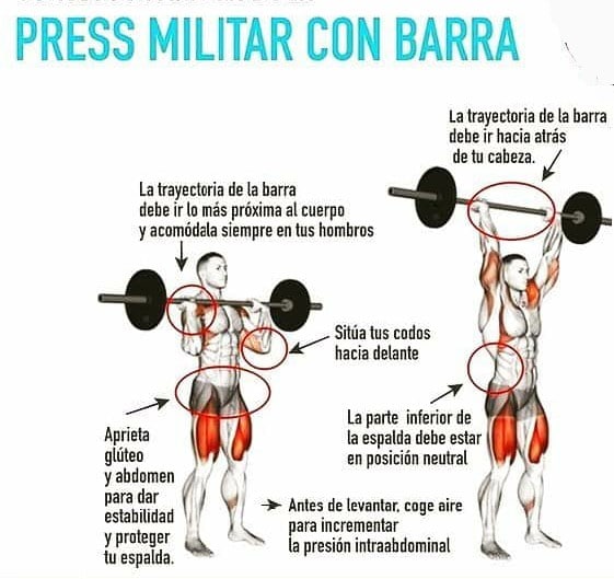 EJERCICIOS PRESS MILITAR CON BARRAS RECTA