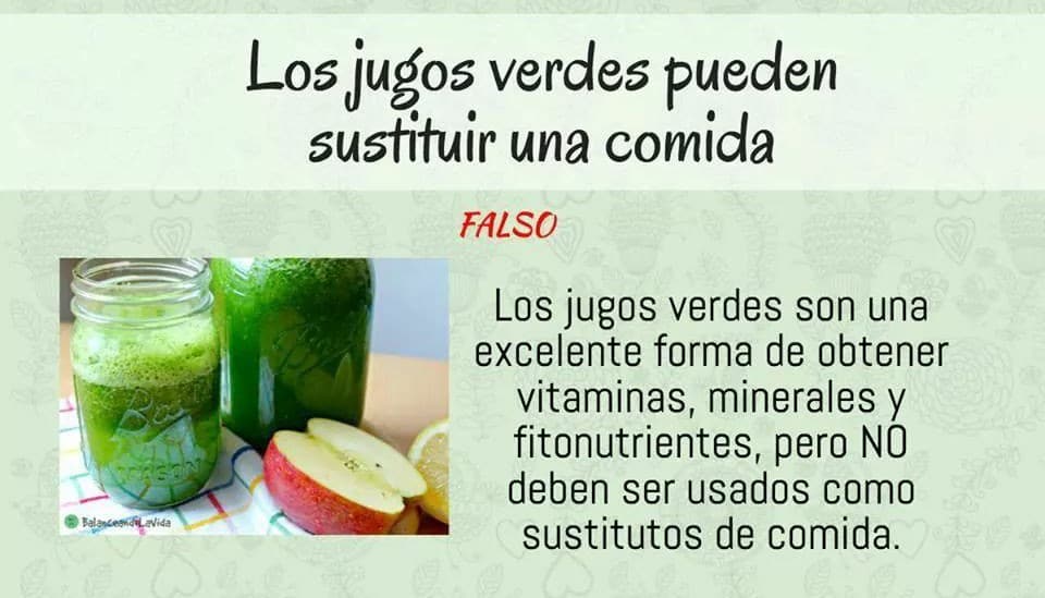 LOS JUGOS VERDES NO SUSTITUYEN COMIDAS